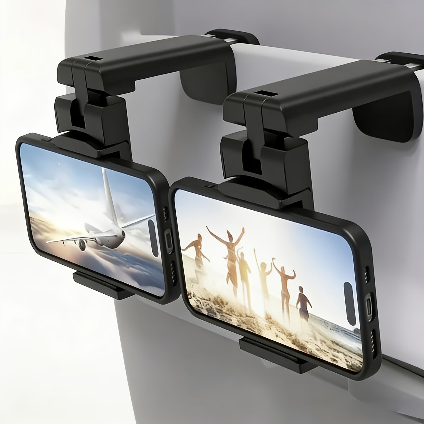 2 PCS Set Airplane Phone Holder with 360° Rotation & Clamp - Heavy-Duty Tablet & Smartphone Stand Compatible for In-car, Desk, Airplane Use - Hands-Free Travel Accessory, Ideal for Aviation Enthusiasts & Gifts (for Car/Deskt