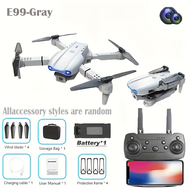 Popular in Tik-Tok E99 Pro Folding Drone with Altitude Hold for Stable Flight, Easy to Operate, Suitable for Beginners and Aerial Photography Enthusiasts, Features Wi-Fi Function, Optical Flow Hovering, Indoor/Outdoor Foldabl
