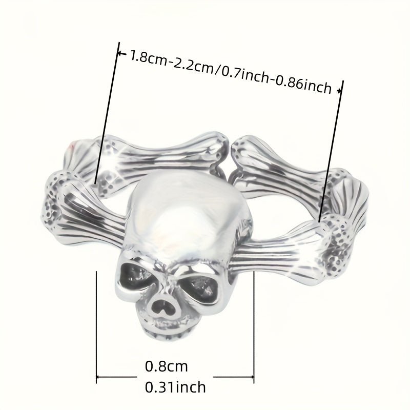 Goth Personality Skull Ring for Men Women Party Carnival Halloween Punk Adjustable Opening Bone Ring