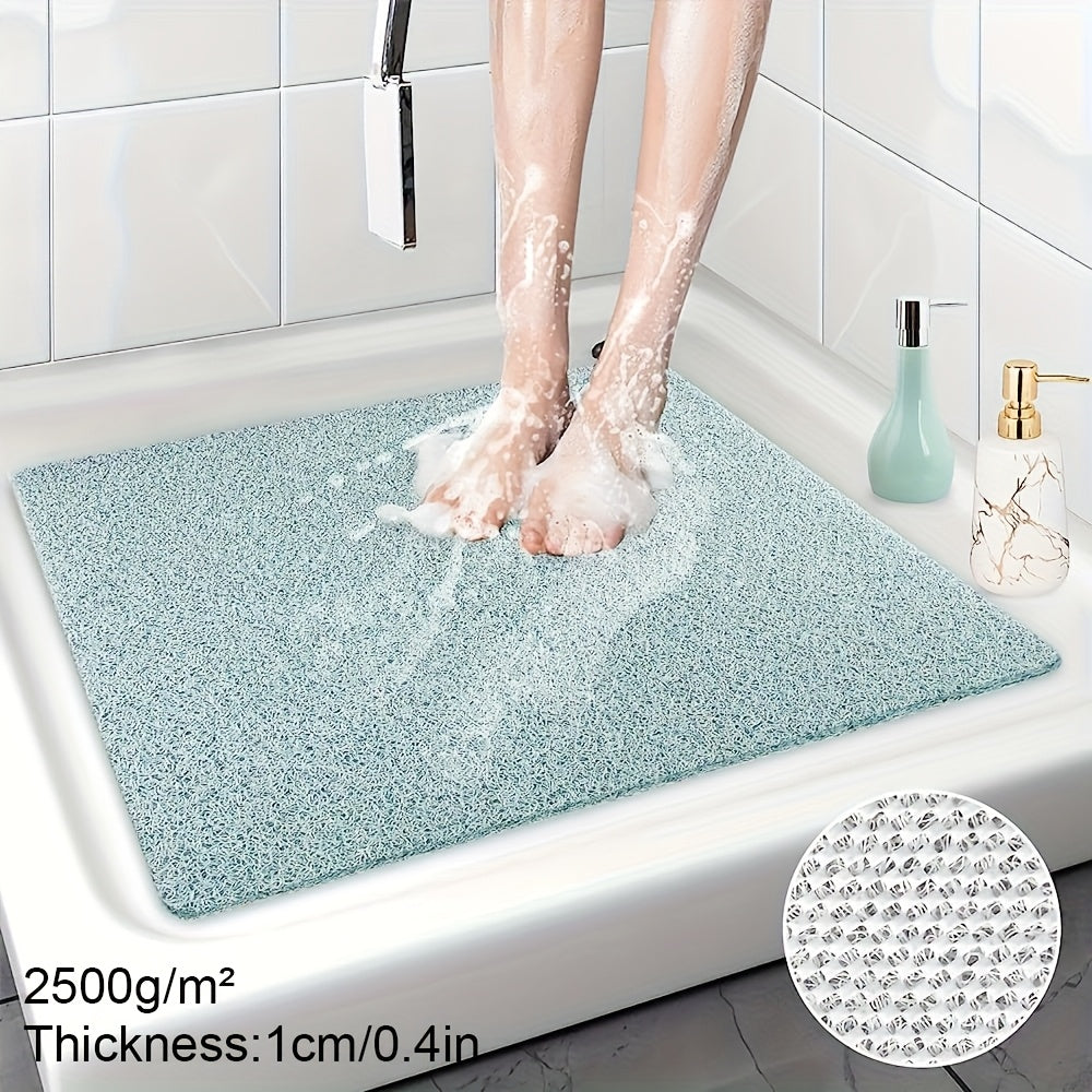 5 Colors Extra Large Non-Slip Shower Mat - Heavy-Duty 2100-2500gsm Thick 0.4in/1cm Thick, 21x21 Inch (53x53cm) Bath Mat with Foaming Loofah Base, Shower, Tub - Easy-clean Surface, Shower Mat Non Slip, Durable Plastic