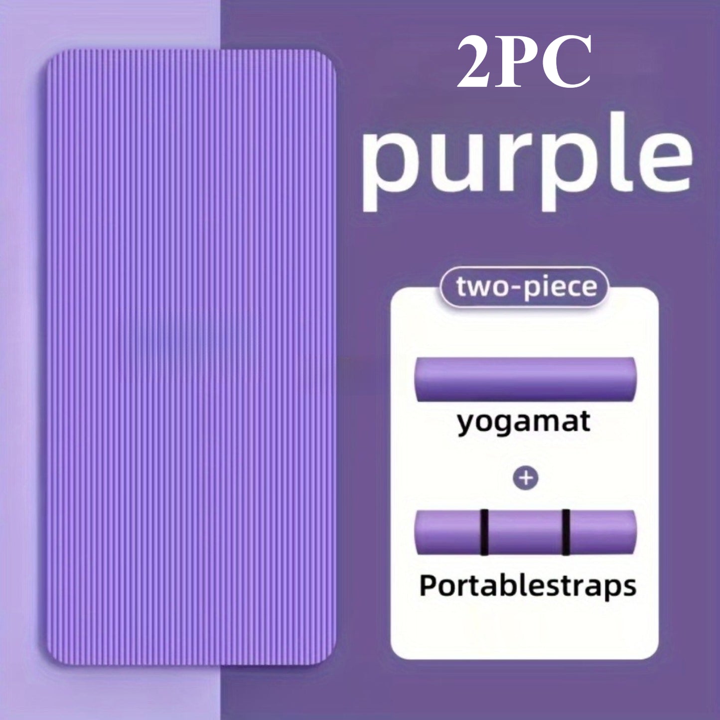 2 PCS with Rope Set 8mm Ultra-Elastic Yoga Mat | 72.8-inch Large Size, High-Density Soundproofing, Professional Sports Mat + Rope Set Upgrade, Purple, Pink, TPE Material