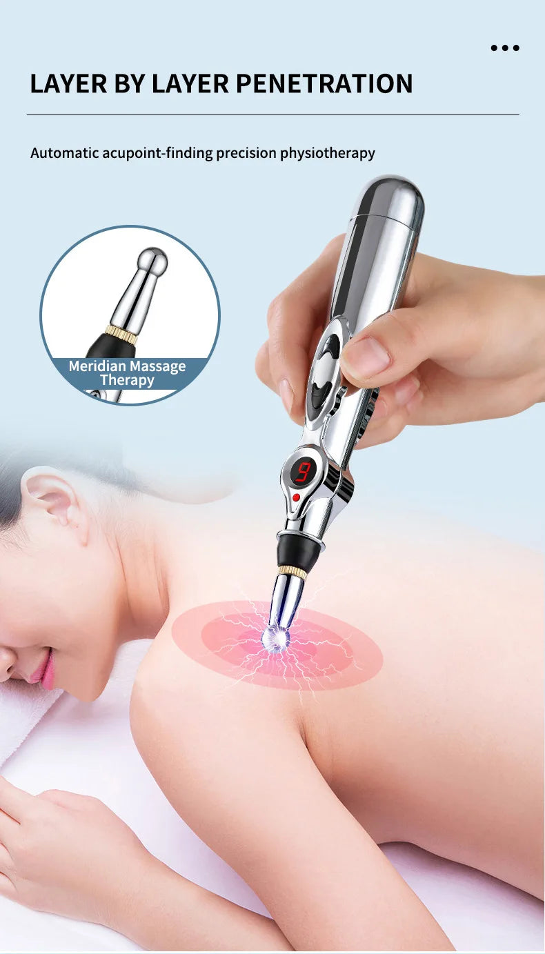 NEW Arrivals UK Plug Electronic Acupuncture Pen Acupuncture Point Pen Meridian Energy Meridian Pen Muscles Pulse Acupoint Full Body Pain Relief Massage Pen Acupuncture Instrument Health Care Supplies