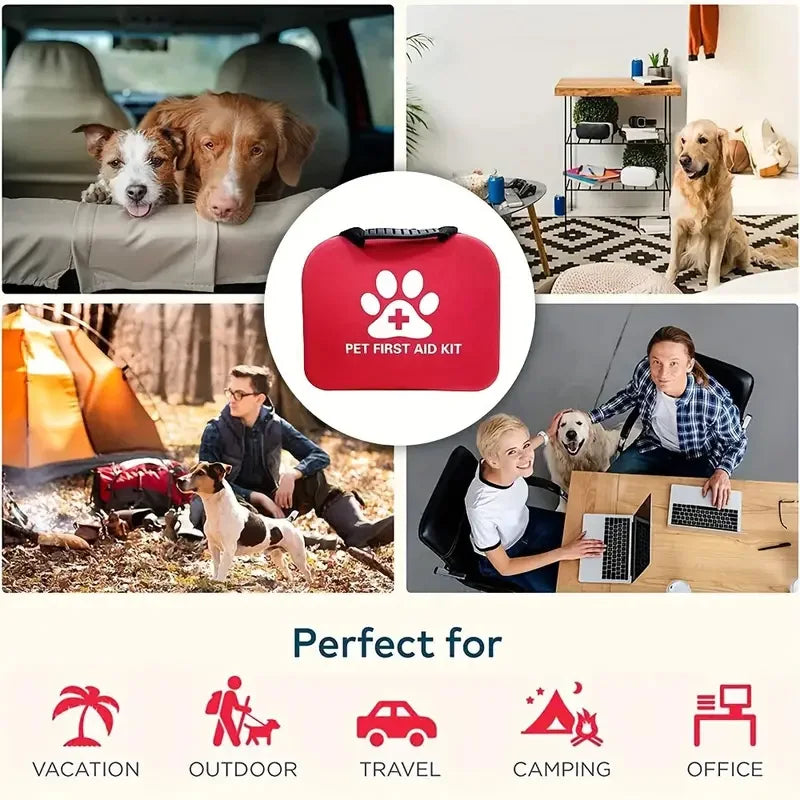 NEW 19PCS Set Portable EVA Waterproof Pet Emergency Kit, Outdoor Travel Camping Pet Emergency Set Dogs Cats Health Care Accessories Pets Supplies