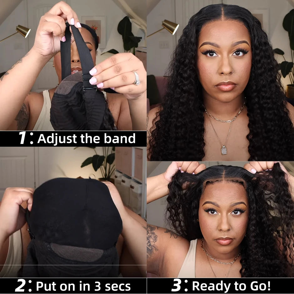 NEW Arrivals 20-32Inches Pre-Bleached Glueless Wig Human Natural Hair Ready To Wear Water Wave Pre-Plucked Lace Frontal Wigs For Women Curly HD Lace Wigs Girls Hair Care Accessories