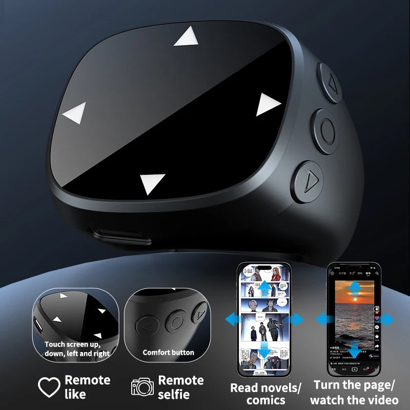 NEW Arrivals JX-13 Smart Fingertip Ring Remote Control Wireless Bluetooth Mobile Selfie Mice Selfie Video Automatic Page Turner Browsing Mobile Phones Accessories