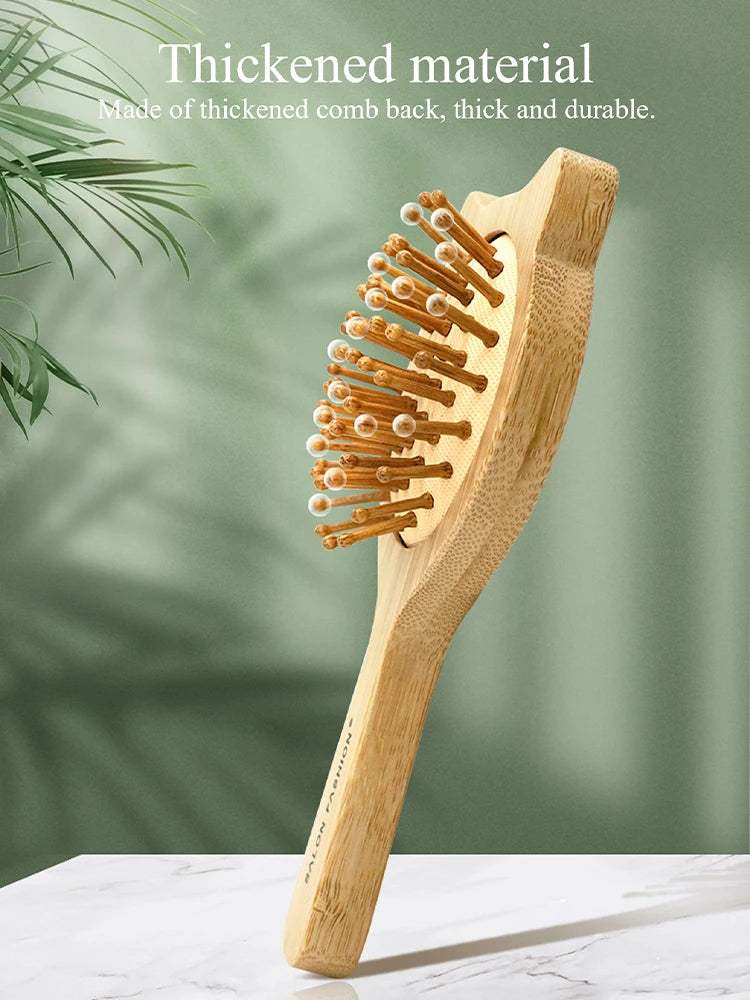 BAMBOO Hair Brush Nature Wooden Anti-Static Detangle Brush Hair Scalp Massage Comb Air Cushion Styling Tools for Women Men