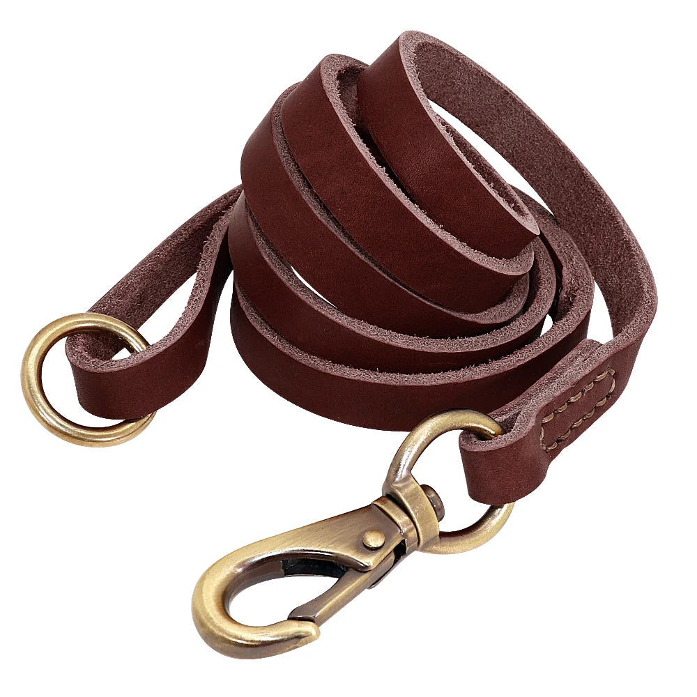 NEW Arrivals Real Leather Dog Leash 150cm Pet Walking Training Leads Genuine Leather for German Shepherd Golden Retriever Medium Large Dogs Leash Pets Supplies