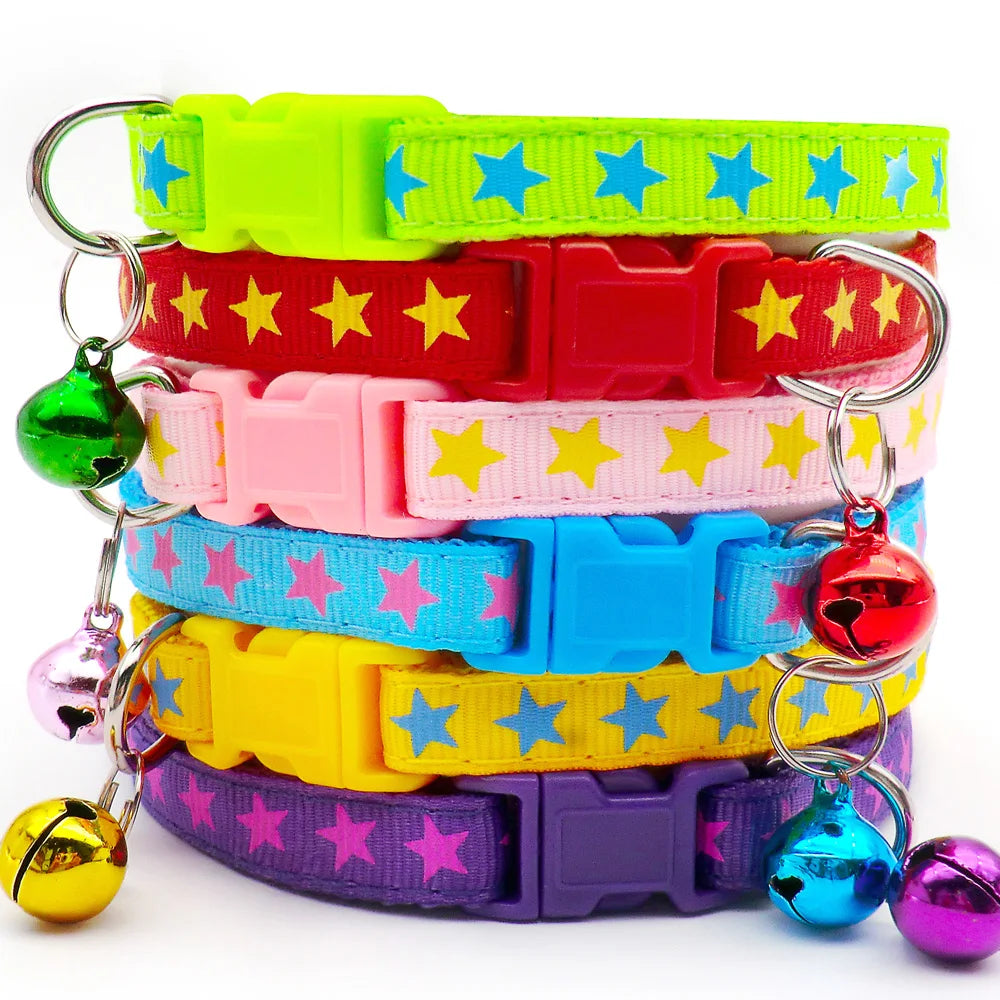 NEW 100PCS Set Dog Collar With Bells Adjustable Customize Necklace Puppy Kitten Collar Accessories Pet Shop Products Rabbit Cats Neck Strap Collar Pets Safety Supplies