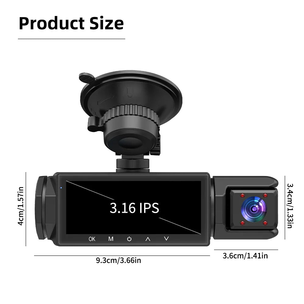 New 3 Lens Car Recording 1080P 150* Angle Driving Recorder Human Motion Sensor Detection Collision Induction Infrared Night Vision Loop Recording Vehicle Safety Devices Security Supplies