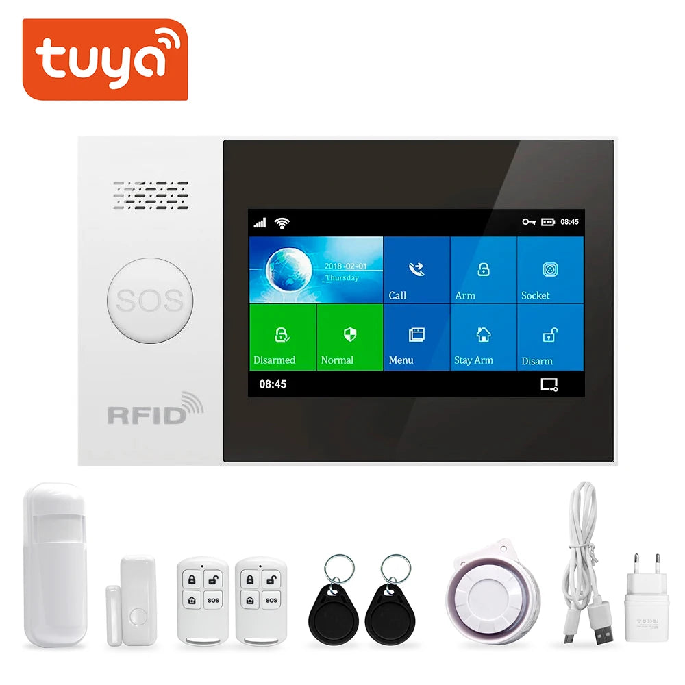 NEW Arrivals TUYA App Smart Wireless Home WIFI GSM GPRS Burglar Home Security With Motion Detector Sensor Burglar Alarm System Smart Life APP Home Security Systems