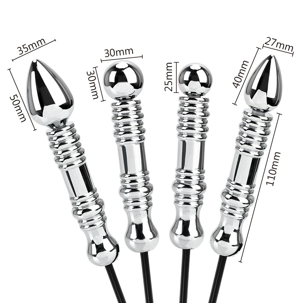IKOKY Electric Shock Anal Plug Therapy Massager Sex Toys for Men Women Masturbation Metal Electro Butt Plug Medical Themed Toys