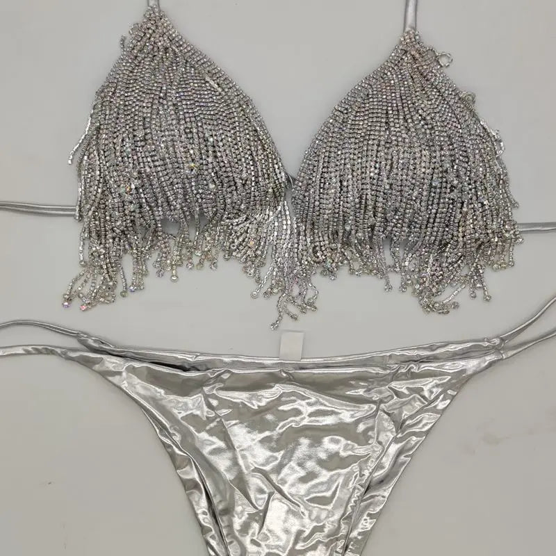 Newest Crystal Bikini Diamond Swimwear Diamond Bikini Beachwear Popular Swim Suit Rhinestone Swimsuits