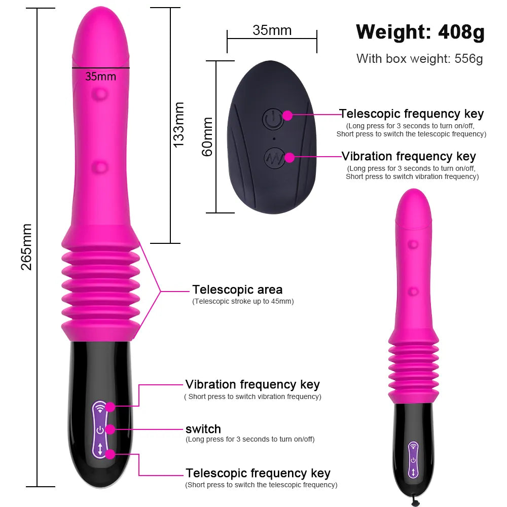 Thrusting Dildo Vibrator Automatic G Spot Vibrator Suction Cup Sex Toy For Women Hand-Free Sex Fun Anal Vibrator Massage Orgasm