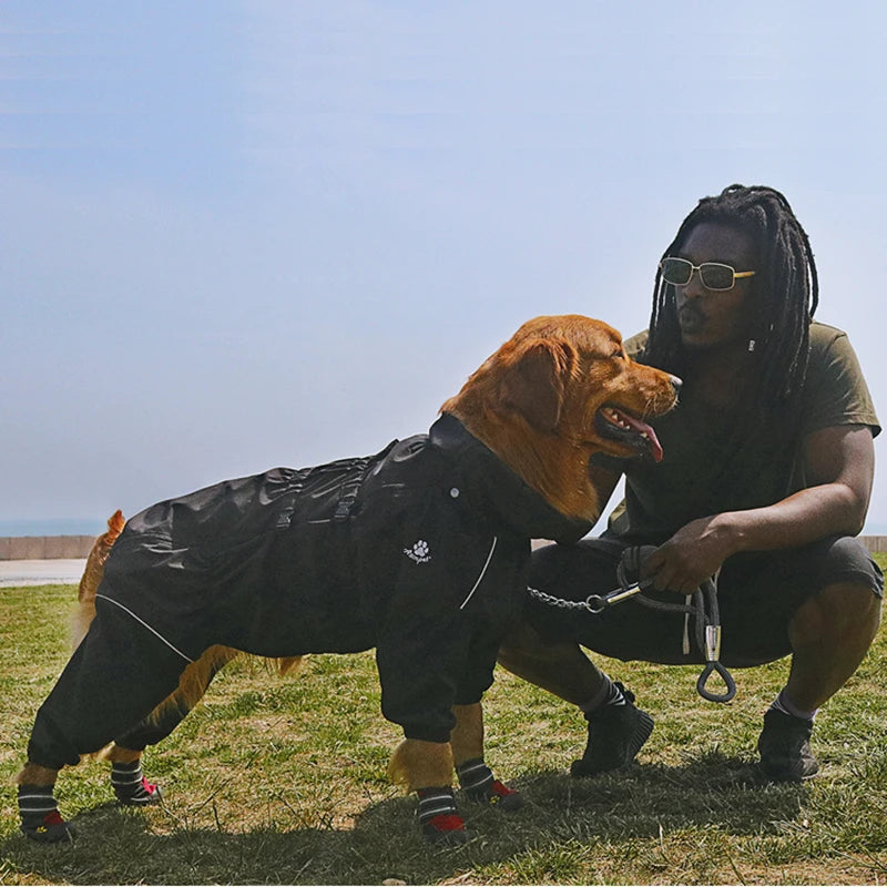NEW S-5XL Plus Size Black/Red Waterproof Pet Dog Outdoor Jacket Clothes Winter Warm Coat Big Jumpsuit Reflective Raincoat For Small Medium Large Dogs Clothing Accessories Pets Supplies