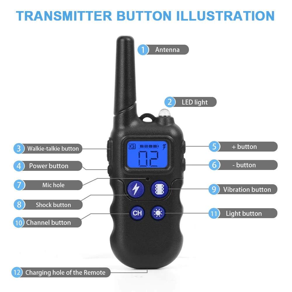 NEW Arrivals 2Km 1-2-3PCS Set Dog Training Collar With Walkie-Talkie Rechargeable Dog Shock Vibration Beep Waterproof Training Collars for Large Small Dog Pets Supplies