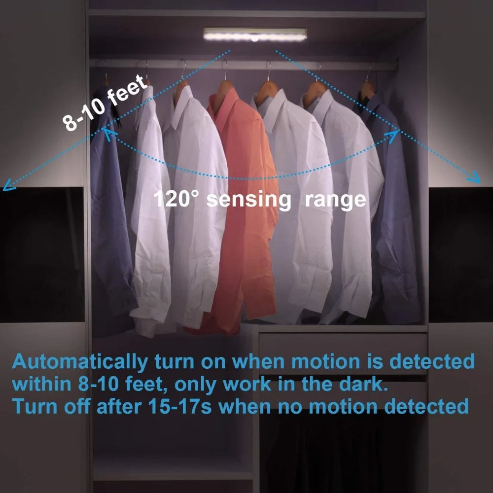 NEW Arrivals Motion Sensor LED Closet Wardrobe Cabinet Office Kitchen Bathroom Light 6 10 24 40 60 LEDs Under Cabinet Light Magnetic Night Lamp For Kitchen Stairs Wardrobe Cupboard Home Lighting Accessories