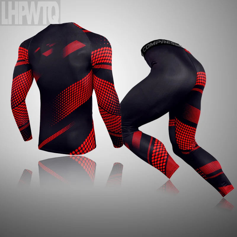 NEW 2PCS Set S-3XL Plus Size Winter Tight Tactical Thermal Underwear Men Outdoor Sports Function Breathable Training Cycling ThermL Underwear Long Johns Sports Apparel Supplies