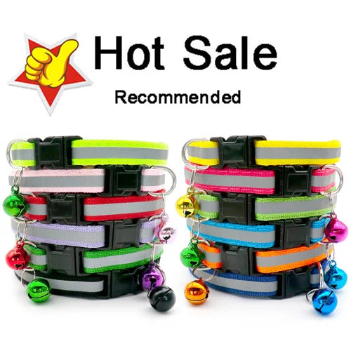 NEW 100PCS Set Dog Collar With Bells Adjustable Customize Necklace Puppy Kitten Collar Accessories Pet Shop Products Rabbit Cats Neck Strap Collar Pets Safety Supplies