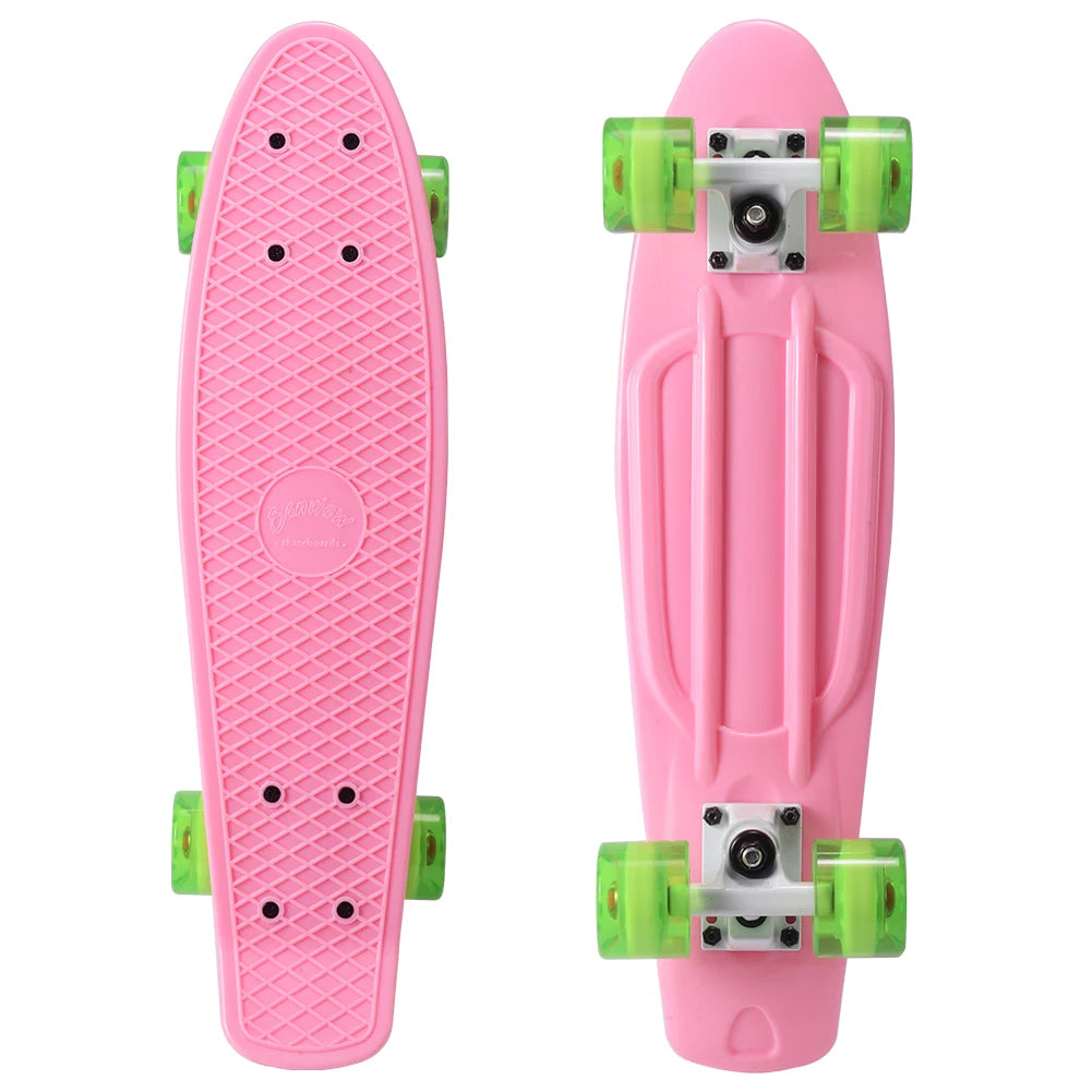 4 Colors Aluminum Trucks Professional Skateboards Penny Board 22 Inch 22*6'' Sturdy PP Plus Fiberglass Deck Mini Cruiser Skateboard for Boys and Girls with EN13613 Outdoor Sport Activities Supplies