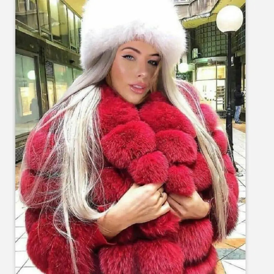 8 Colors S(45-55Kg)- 6XL(100Kg-110Kg) Plus Size Women's Real Fox Fur Coat Detachable Transform Jacket Removable Vest Thick Warm Solid Fur Ladies Luxury Fashion