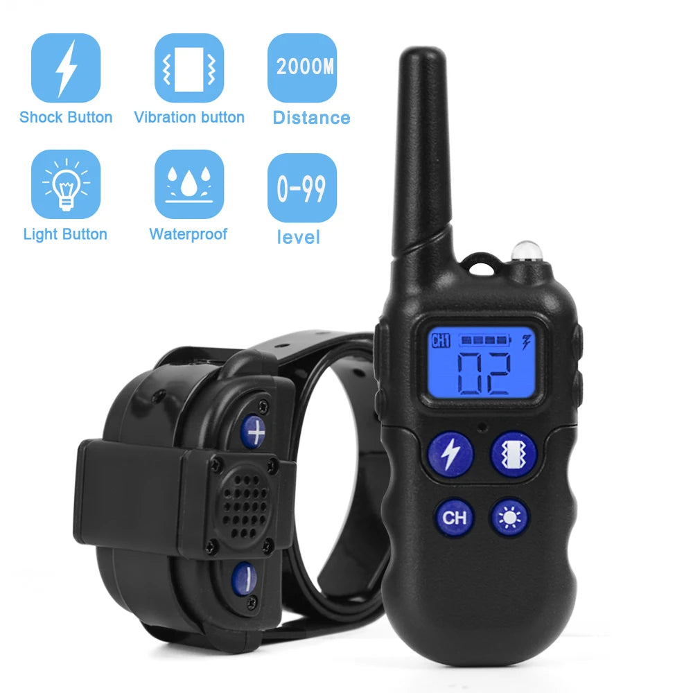 NEW Arrivals 2Km 1-2-3PCS Set Dog Training Collar With Walkie-Talkie Rechargeable Dog Shock Vibration Beep Waterproof Training Collars for Large Small Dog Pets Supplies