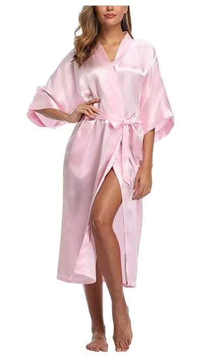 NEW Arrivals S-4XL PLUS SIZE 8 Colors High Quality Women Silk Rayon Robe Sexy Long Lingerie Sleepwear Kimono Yukata Nightgown Ladies Luxury Nightgowns