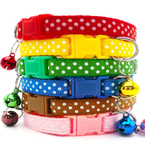 NEW 100PCS Set Dog Collar With Bells Adjustable Customize Necklace Puppy Kitten Collar Accessories Pet Shop Products Rabbit Cats Neck Strap Collar Pets Safety Supplies