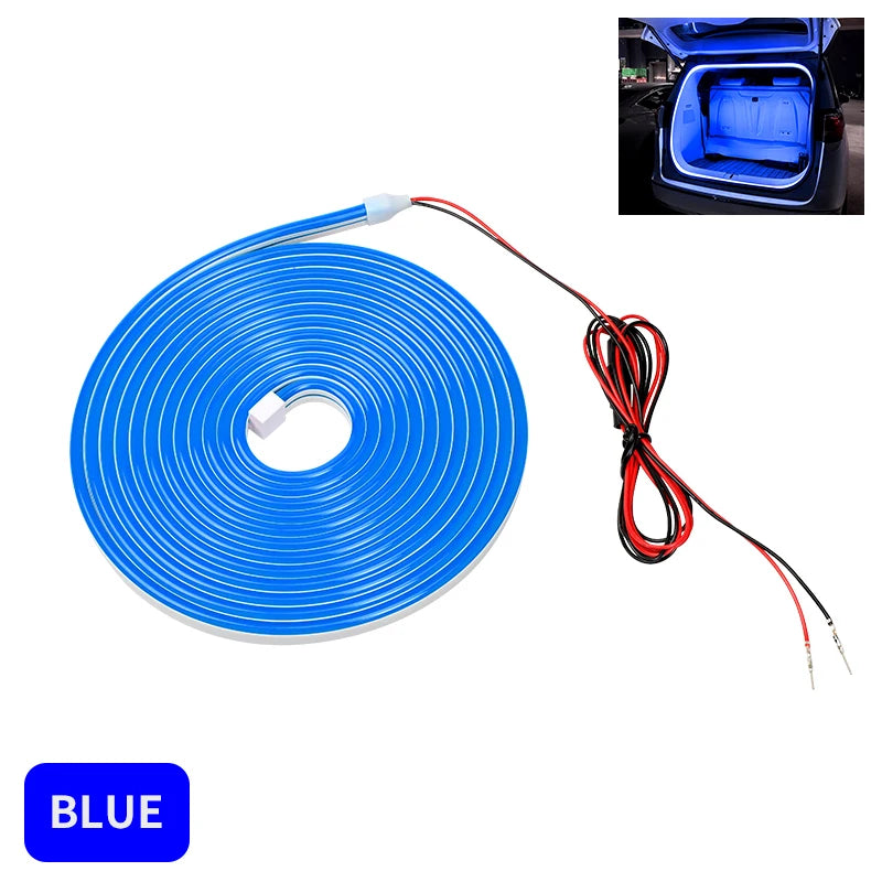 4M U Car Trunk Led Light Strip 6 Colors High-Brightness Trunk Ambient Lighting Flexible Silicone LED Light Strip for Auto Accessories