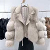 5 Colors Women High Level Real Fox Fur Coat Sheepskin Leather New Fashion Winter Natural Evening Party Luxury Formal Clothes Women Outerwear Short Jackets