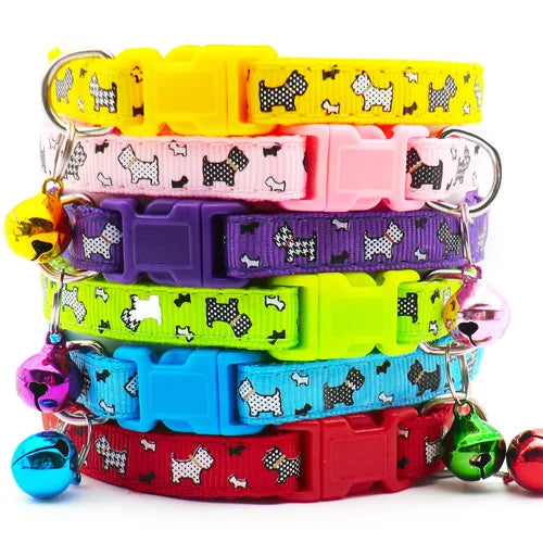 NEW 100PCS Set Dog Collar With Bells Adjustable Customize Necklace Puppy Kitten Collar Accessories Pet Shop Products Rabbit Cats Neck Strap Collar Pets Safety Supplies
