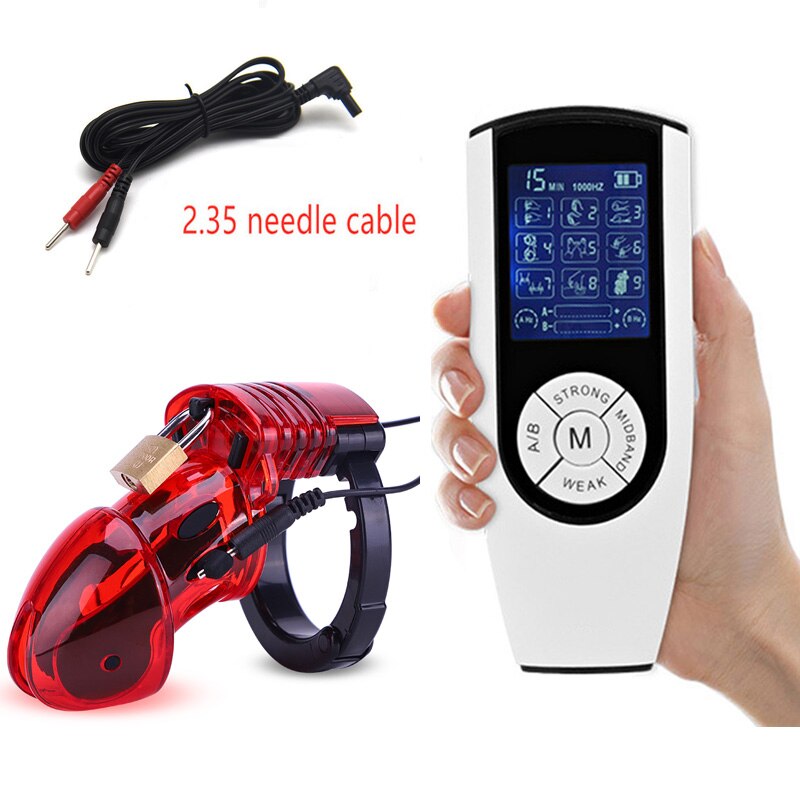Electro Shock CB6000 Chastity Cage Ball Stretcher,Electric Stimulation Cock Cage,BDSM Timer Lock Ring Male Chastity Belt Sex Toy