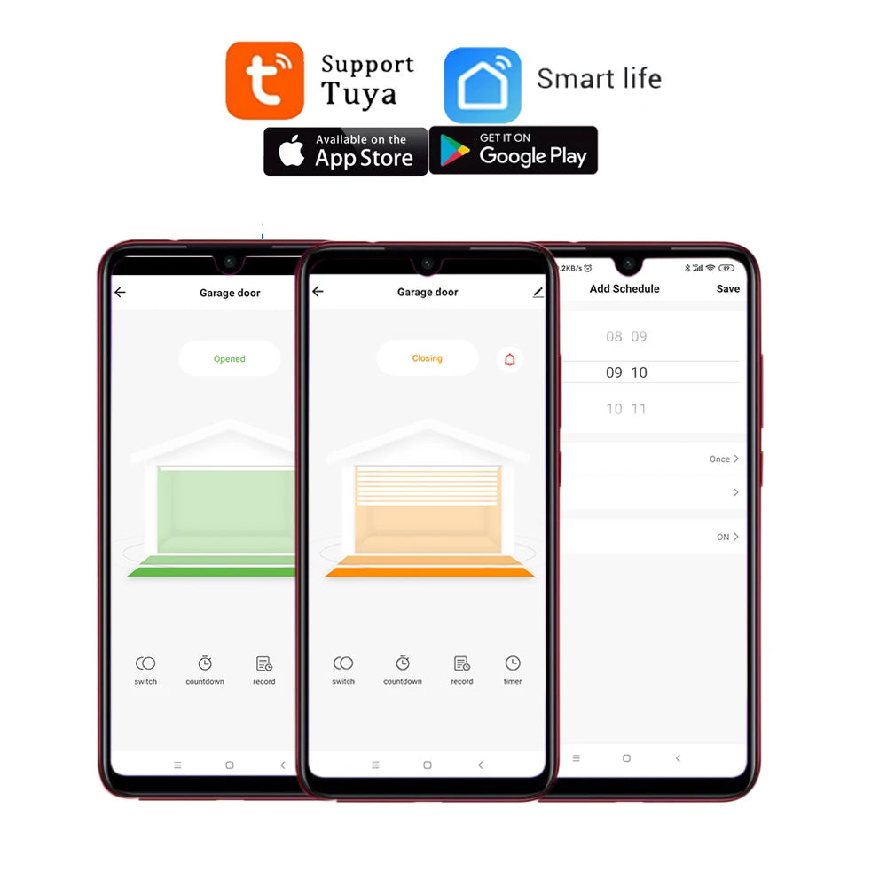 TUYA Smart WIFI 2.4G Garage Door Opener Controller Open & Close by Phone APP And 433 Remote Compatible Alexa & Google Home