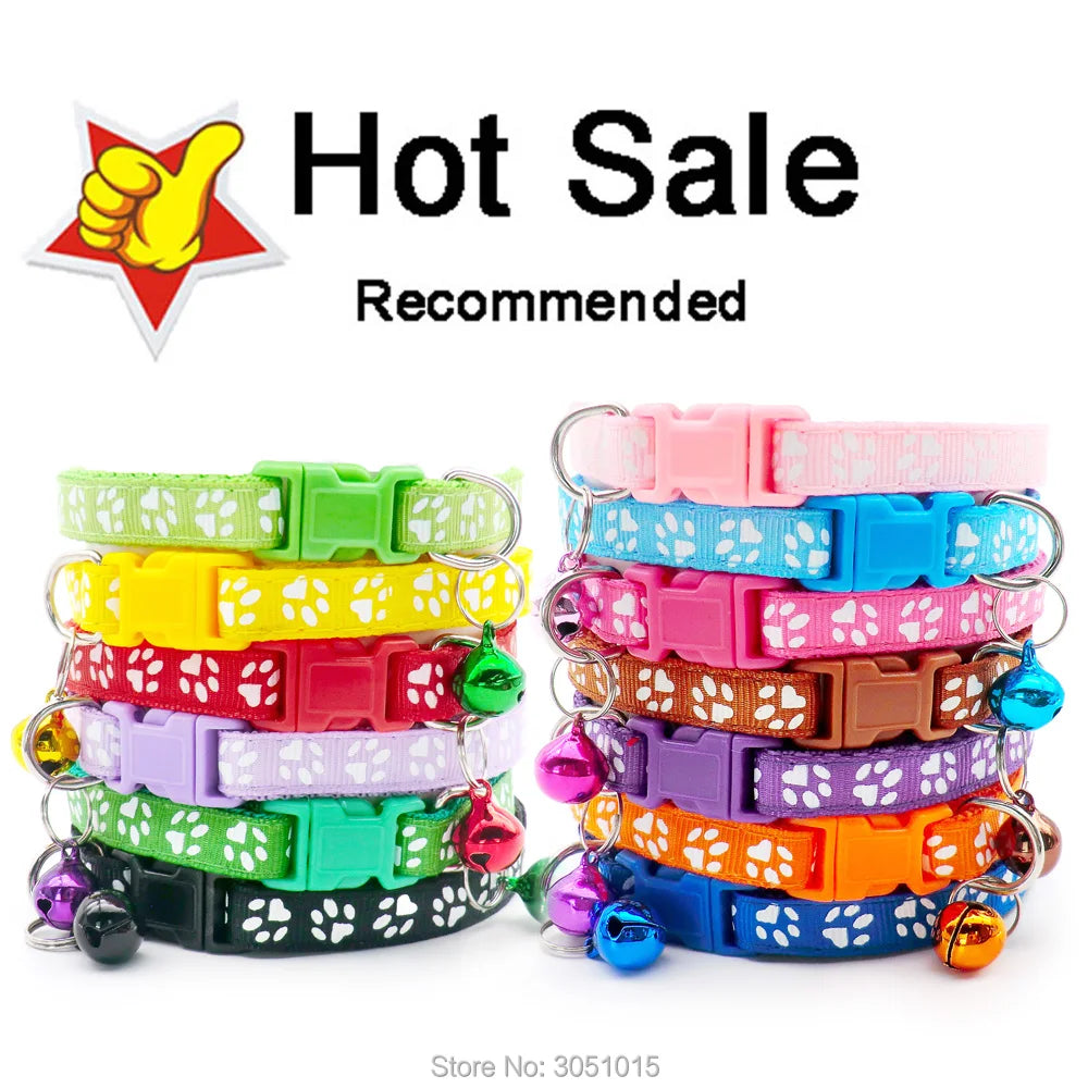 NEW 100PCS Set Dog Collar With Bells Adjustable Customize Necklace Puppy Kitten Collar Accessories Pet Shop Products Rabbit Cats Neck Strap Collar Pets Safety Supplies