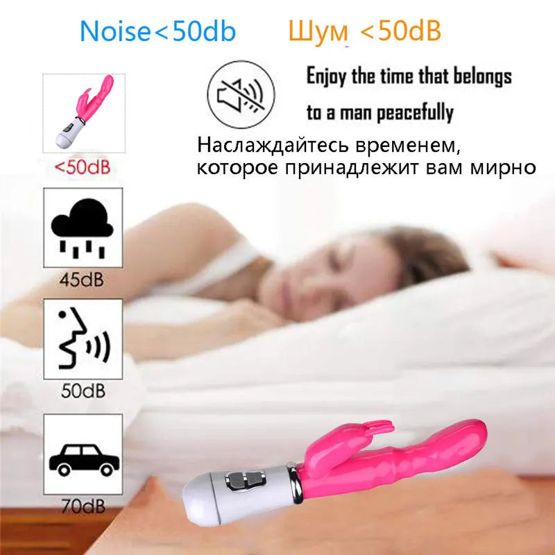 G-Spot Dildo Rabbit Vibrator Dual Vibration Waterproof Vagina Clitoris Massager Sex Toys for Women SP015