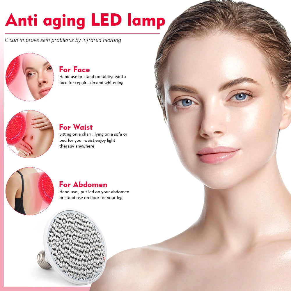 Beauty Red Light Therapy Machine 660nm 850nm Infared Led Photon Skin Rejuvenation Face Lamp Anti Aging Tightening Anti-Wrinkle