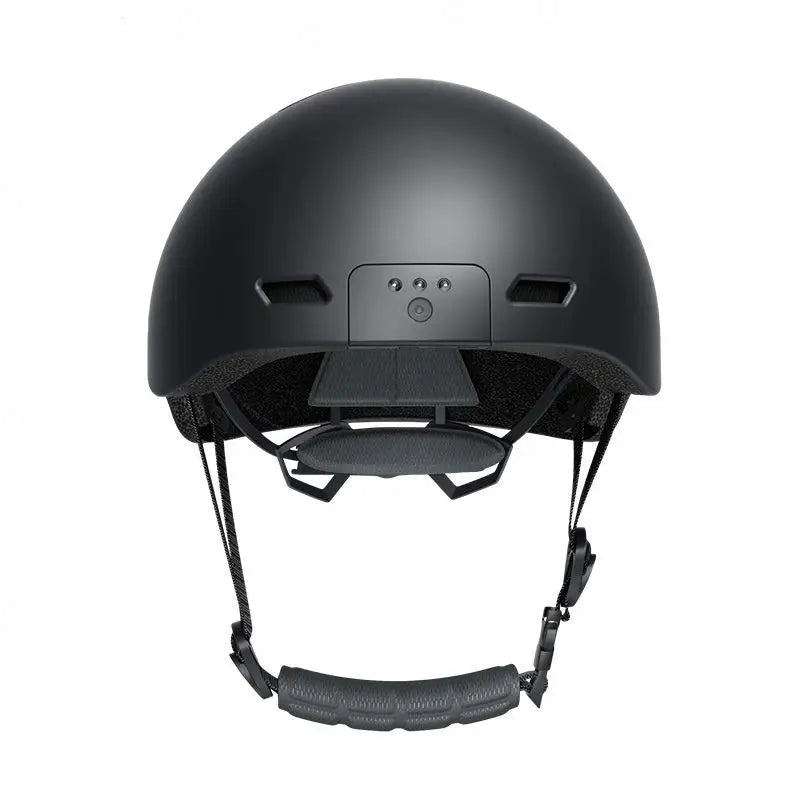 Smart Bike Recording Helmet with LED Light Bluetooth Speaker Turn Signal Cycling Safety Helmet White and Black Color