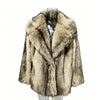 Coffee Brown/Khaki Color Luxury Gradient Brown Artificial Fox Fur Coat for Women Turn-Down Collar Regular Length Winter Warm Eco-Friendly Windproof Outerwear Mid Jackets Ladies Winter Clothing Supplies