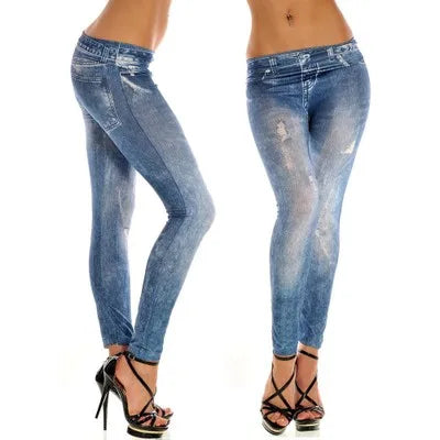 Women New Fashion Classic Stretchy Slim Leggings Sexy imitation Jean Skinny Leggings Skinny Pants big size bottoms Hot Sale