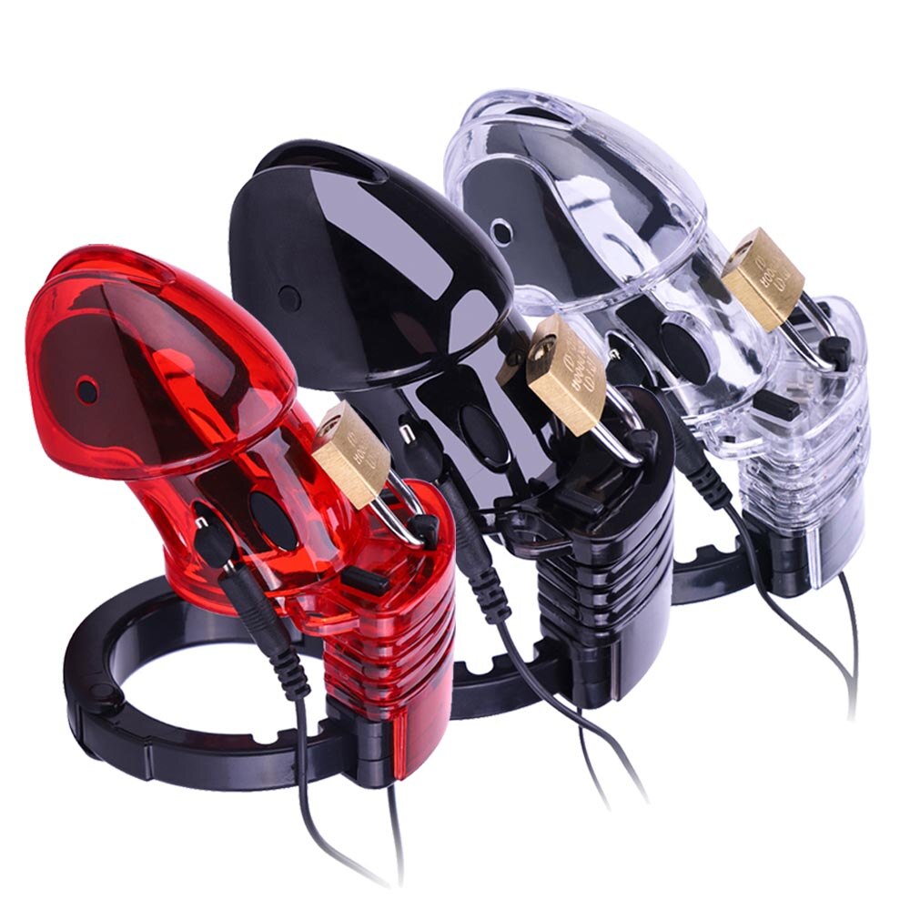 Electro Shock CB6000 Chastity Cage Ball Stretcher,Electric Stimulation Cock Cage,BDSM Timer Lock Ring Male Chastity Belt Sex Toy