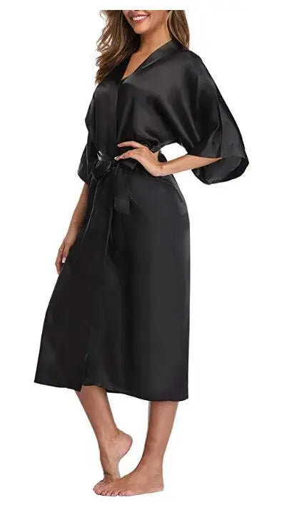 NEW Arrivals S-4XL PLUS SIZE 8 Colors High Quality Women Silk Rayon Robe Sexy Long Lingerie Sleepwear Kimono Yukata Nightgown Ladies Luxury Nightgowns