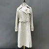 Boutique Gala HOT SALE Dark Brown/White/Black Color Winter Luxury Long Women Genuine Sheep Leather Jacket Women Trench Coat Office Lady Business Evening Party Outerwear Coats Ladies Luxury Apparel Supplies