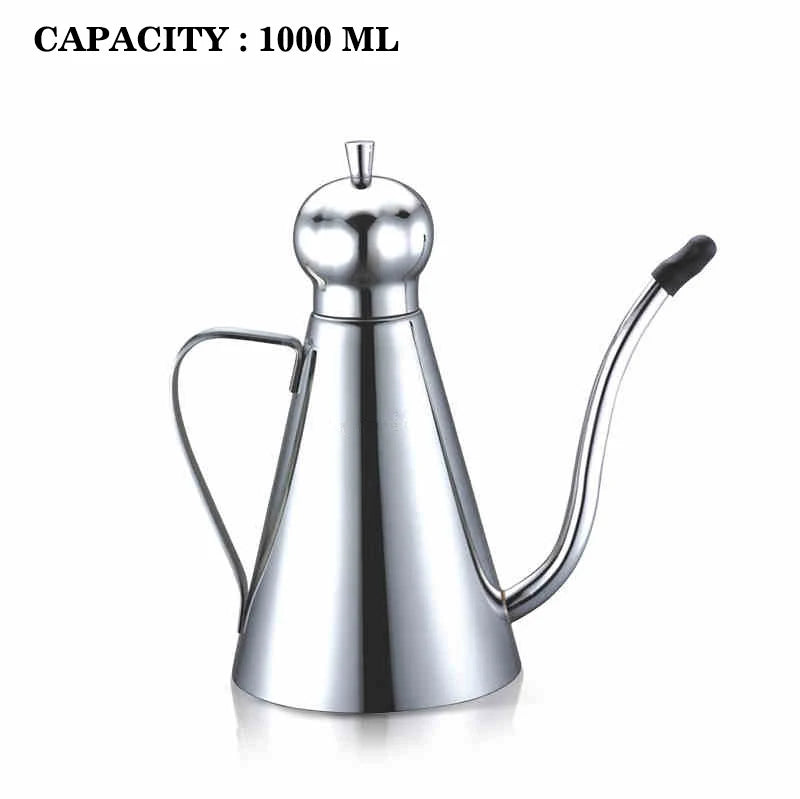 Home-Restaurant High-Quality Stainless Steel 350/500/1000ml Cone Oil Pot Leak-Proof Kitchen Household Soy Sauce Pot Small Vinegar Pot Oiler Jug Tableware Accessories
