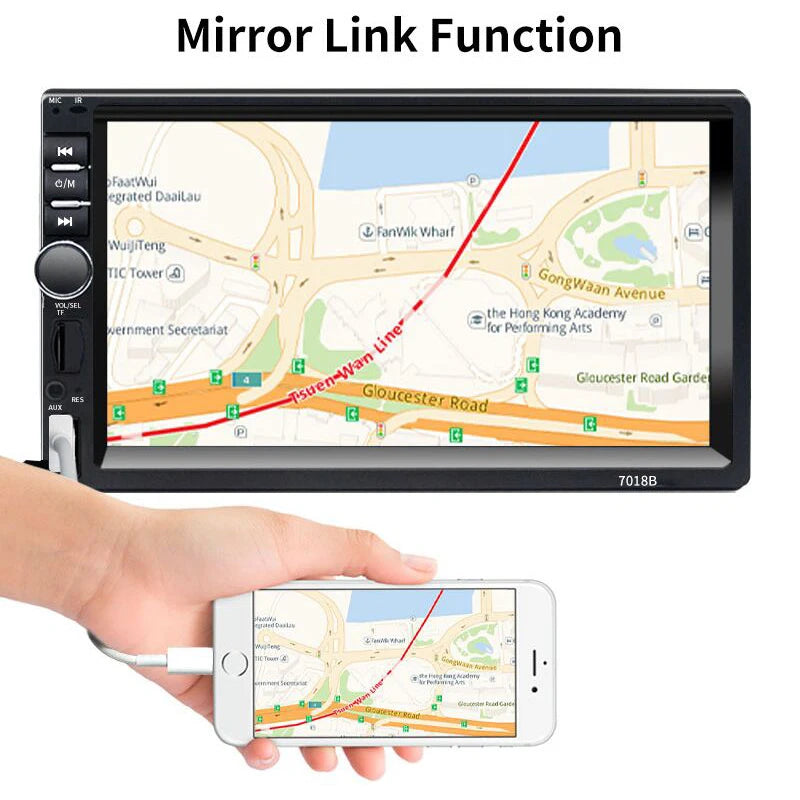 Hippcron Car Radio HD 7" Touch Screen Stereo Bluetooth 12V 2 Din FM ISO Power Aux Input Auto MP5 Player SD USB