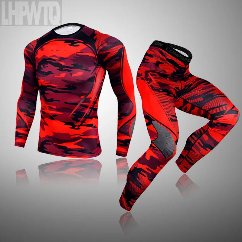 NEW 2PCS Set S-3XL Plus Size Winter Tight Tactical Thermal Underwear Men Outdoor Sports Function Breathable Training Cycling ThermL Underwear Long Johns Sports Apparel Supplies