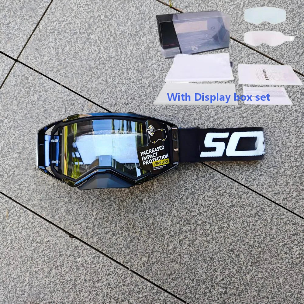 NEW American Motocross Motorcycle Top Quality Professional Goggles Halley Riding Eyewear Windproof Sports Glasses with Display Box Set