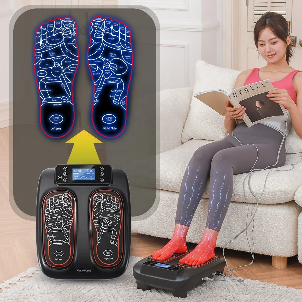 3 in 1 EMS Foot Stimulator Foot Heating Massager with Body Tens Patch Massage and Heating Waist Belt 99 Level Blood Circulation Arthritis Therapy Pain Relief Treatment Relaxation System Massage Health Care Supplies