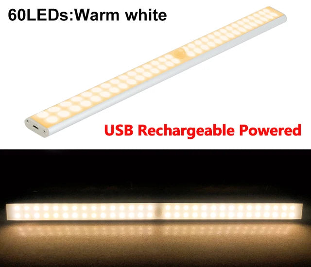 NEW Arrivals Motion Sensor LED Closet Wardrobe Cabinet Office Kitchen Bathroom Light 6 10 24 40 60 LEDs Under Cabinet Light Magnetic Night Lamp For Kitchen Stairs Wardrobe Cupboard Home Lighting Accessories