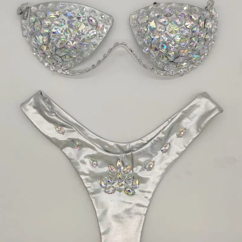 10 Colors Luxurious Diamond Sexy Bikini Crystal Bikini Swimwear Plus Sizes Rhinestone Swimsuit Summer Beachwear