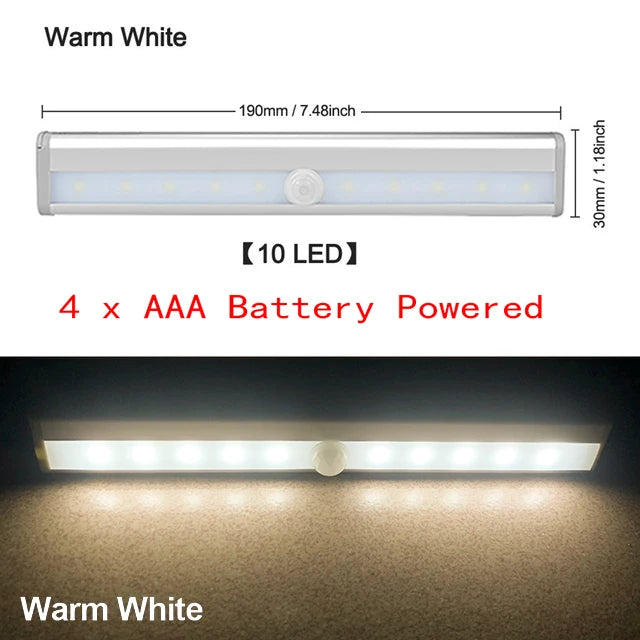 NEW Arrivals Motion Sensor LED Closet Wardrobe Cabinet Office Kitchen Bathroom Light 6 10 24 40 60 LEDs Under Cabinet Light Magnetic Night Lamp For Kitchen Stairs Wardrobe Cupboard Home Lighting Accessories