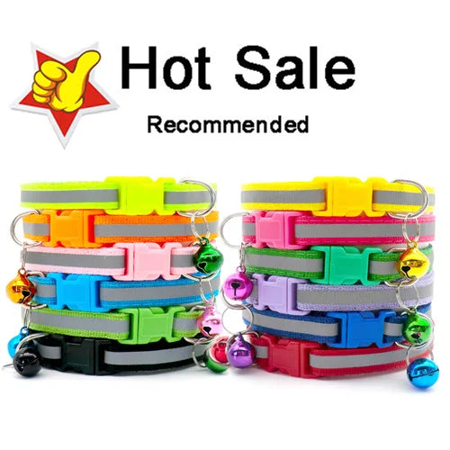 NEW 100PCS Set Dog Collar With Bells Adjustable Customize Necklace Puppy Kitten Collar Accessories Pet Shop Products Rabbit Cats Neck Strap Collar Pets Safety Supplies